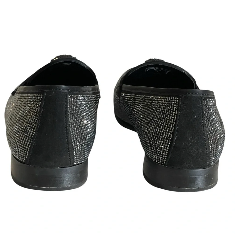 ALDO REGALO GUNMETAL RHINESTONE FESTIVE DRESS LOAFERS SZ 11 MED